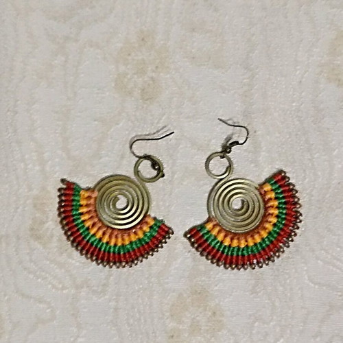 Handmade macrame earrings used, boho style, multicolor