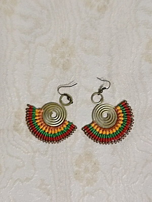 Handmade macrame earrings used, boho style, multicolor