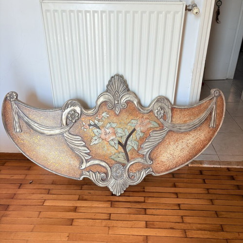 Vintage decorative wall art used, hand-painted floral design 127x72 cm