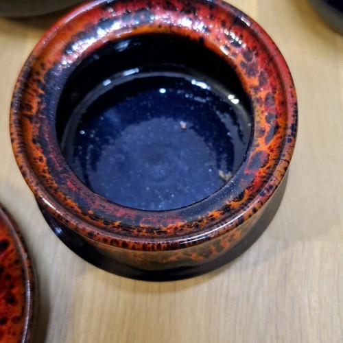 Ceramic vintage tea and coffee set with lava glaze