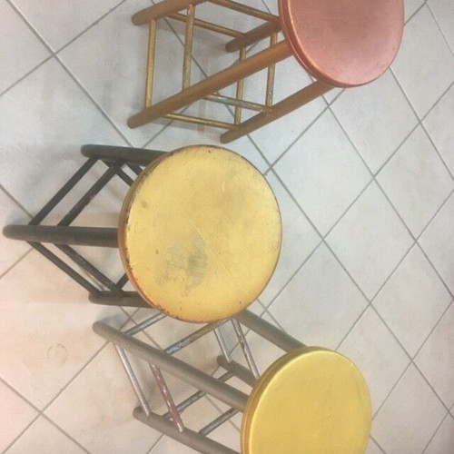 Wooden stools used, handmade painted