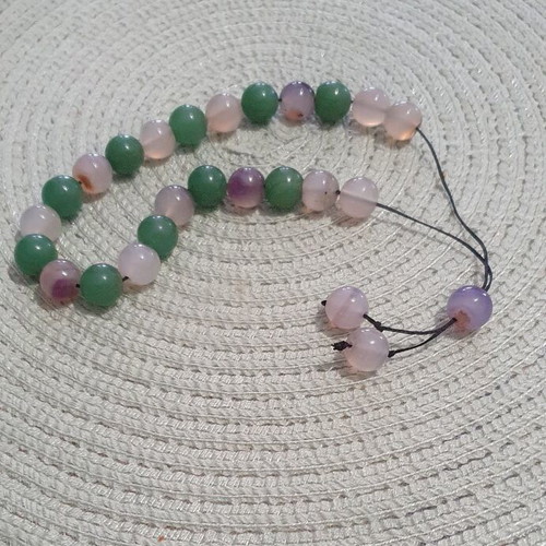 Komboloi with green aventurine and quartz semiprecious stones new handmade