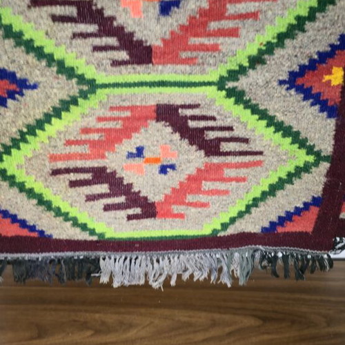 Vintage Kilim Runner with Geometric Patterns like new
