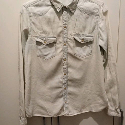 Denim shirt used, spring thin, blue white, size M