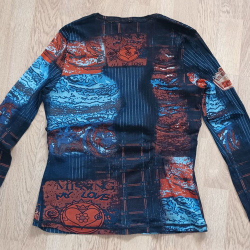 Marc Aurel Y2K Mesh Patchwork Top like new, L/XL, brown multicolor