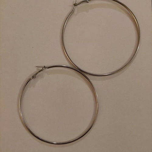 Hoop earrings large silver used with minor wear