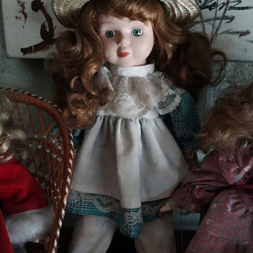 Vintage porcelain dolls used, pack of 3, 90s collection