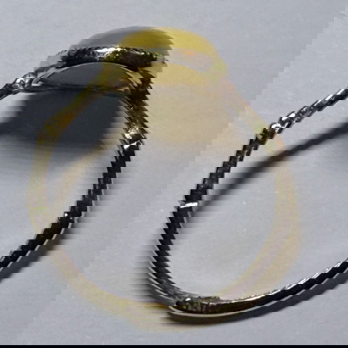 Δαχτυλίδι Vintage 925 Sterling Silver με Κίτρινο Χαλκηδόνιο, Επιχρυσωμένο, Ρυθμιζόμενο, Καινούργιο