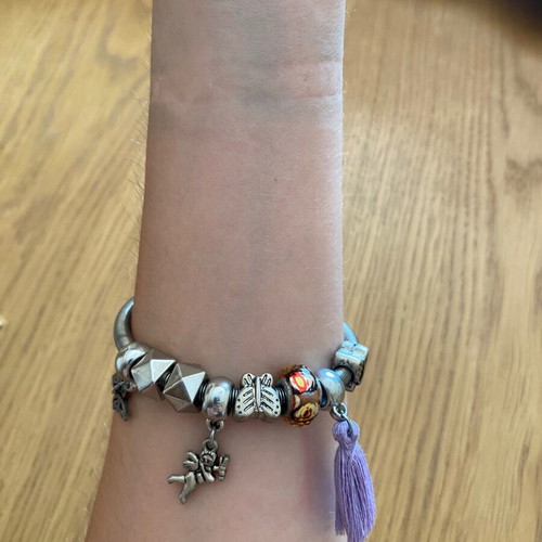 Silver necklace with charms