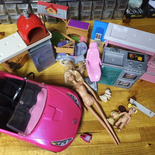 Barbie vehicles and accessories used, various items in very good condition
