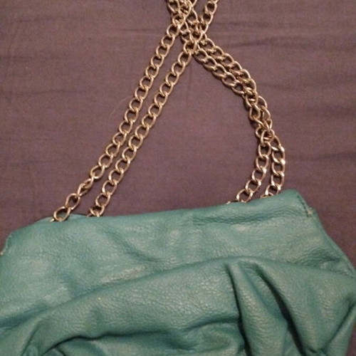Green shoulder bag with flower