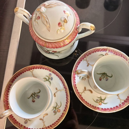 Vintage Limoges porcelain coffee set used with tray, cups and sugar bowl
