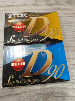 Κασέτες ήχου TDK D90 limited edition, 2 σφραγισμένες, μπλε και κίτρινη