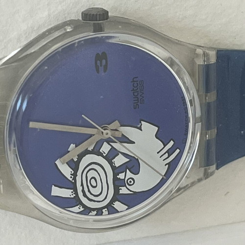 Swatch watch with litho by Corneille like new, collectors item