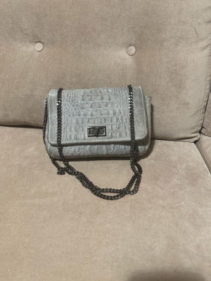 Leather crossbody bag used, gray, Italian made
