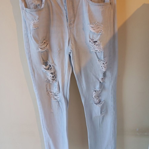 Γυναικείο τζιν παντελόνι Denim με σκισίματα, τιρκουάζ, μέγεθος XXXS