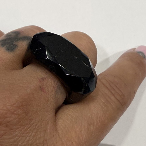 Ring with solid black tourmaline new