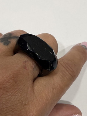 Ring with solid black tourmaline new