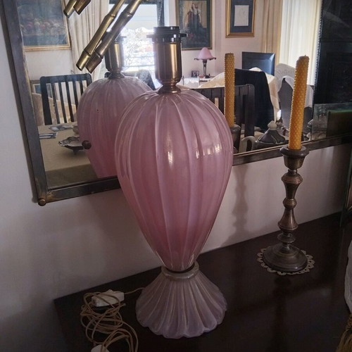 Murano crystal table lamp used, pink color