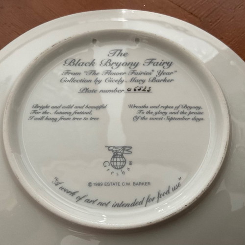 Mary Barker decorative plate with fairies, like new