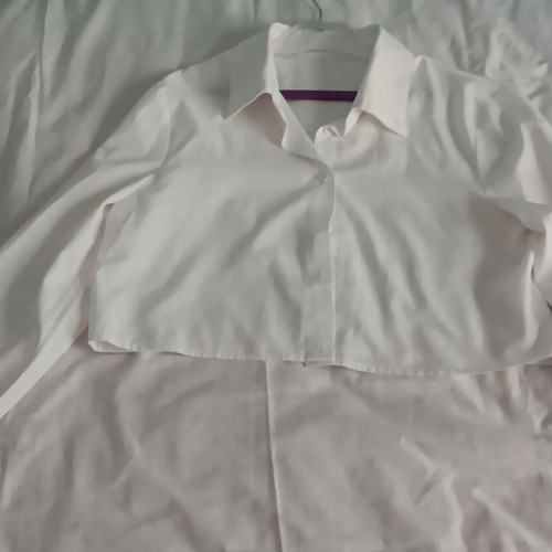 Paranoia jacket and crop shirt set, white and grey