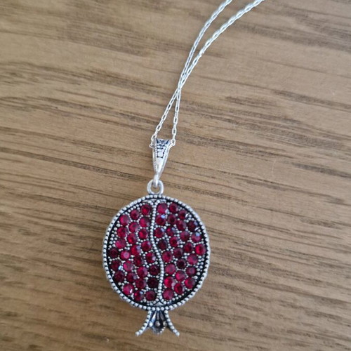 Pomegranate silver pendant new with chain