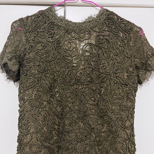 Zara lace top khaki like new with back zipper size S
