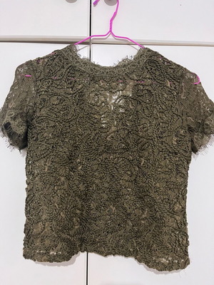 Zara lace top khaki like new with back zipper size S