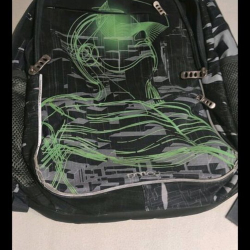 Polo backpack used, black and green, spacious with laptop sleeve
