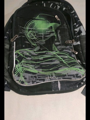 Polo backpack used, black and green, spacious with laptop sleeve