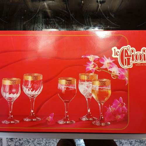 Le Gioie Crystal Stemmed Glasses Set of 6, new