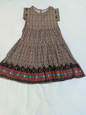 Blu Royal 100% Cotton Boho Geometric Tiered Dress like new
