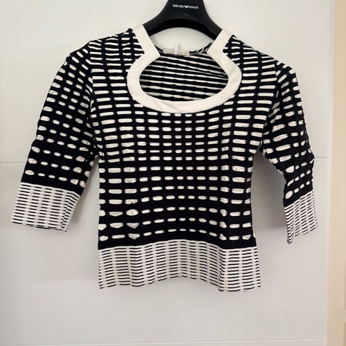Rayure 3 blouse with 3/4 sleeves used, black and white