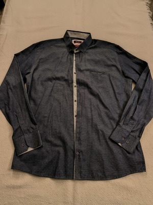 Bardas formal shirt XXL like new, white and blue