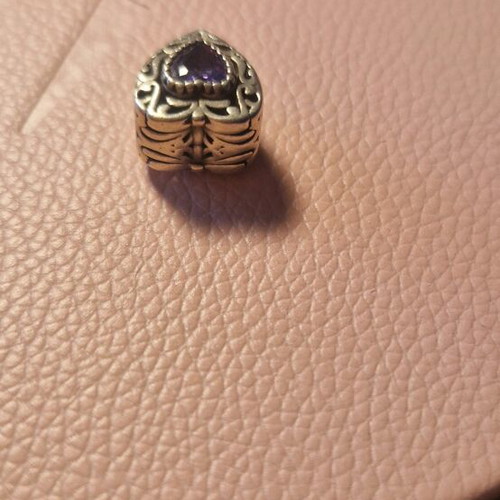 Silver heart with purple stone like new