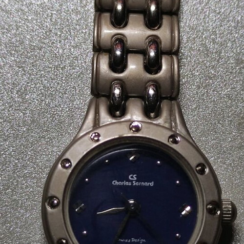 Christen Dion wristwatch used, women's, blue and silver