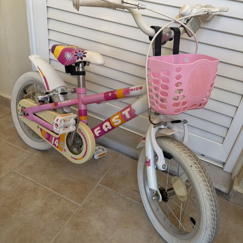 Fast Junior 14 children's bicycle used with basket and training wheels