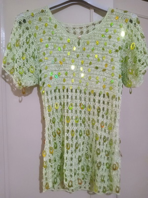 Knitted short-sleeve blouse Small/Medium