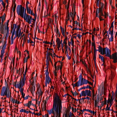 Vintage printed pleated boho accordion style skirt used, blue and brown