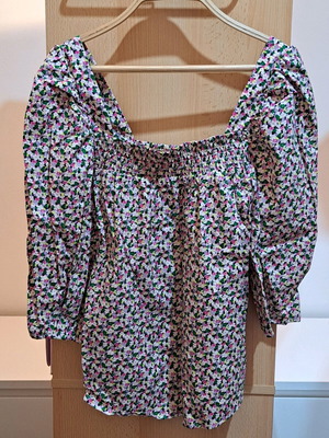 H&M Floral Sleeve Blouse Size XS New Cotton