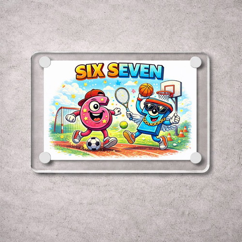 Ακρυλικό Μαγνητάκι ψυγείου Six Seven Gen Alpha Meme καινούργιο 9x6cm