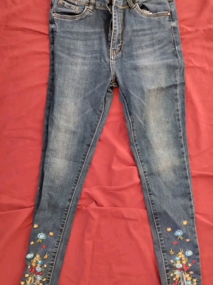 Women's denim pants used, slim fit with design, size XXXS