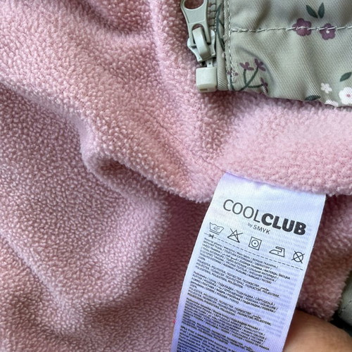 Cool Club kids jacket like new, floral khaki with pink fleece lining size 98