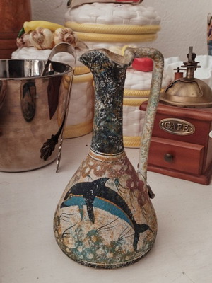 Handmade Greek vessel like new with dolphin design