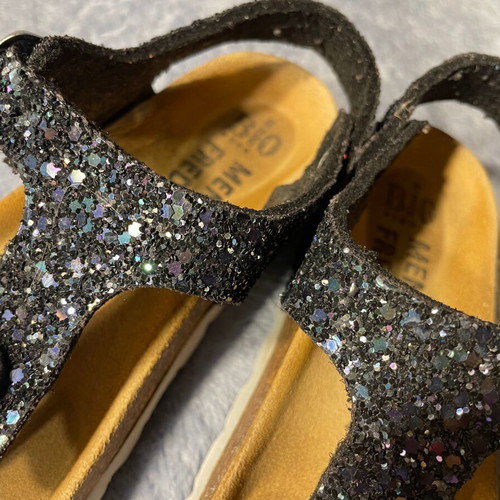 Children's leather sandals used No 27 blue glitter