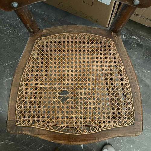 Set of 3 used vintage wooden chairs with cane seats needing repair
