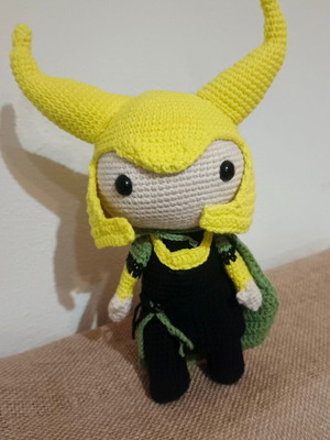 Handmade knitted Marvel Avengers Loki figure new