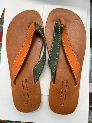 Leather flip flops new size 35