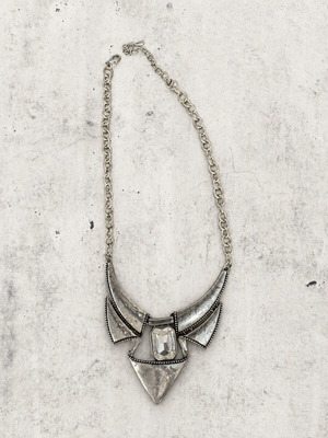 Statement Gothic necklace used silver tone with crystal