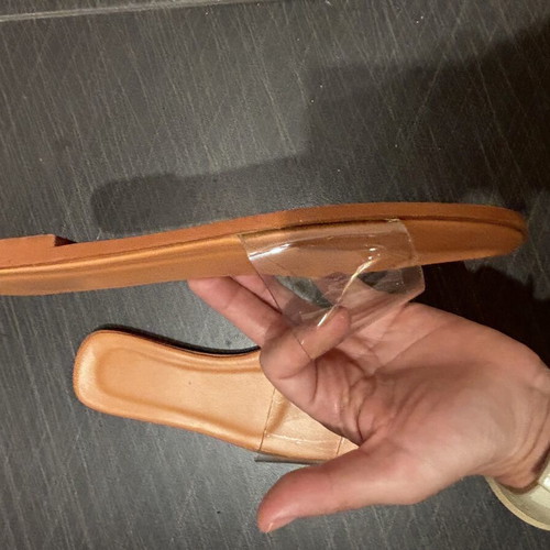 Flat sandals with transparency size 37 like new, beige